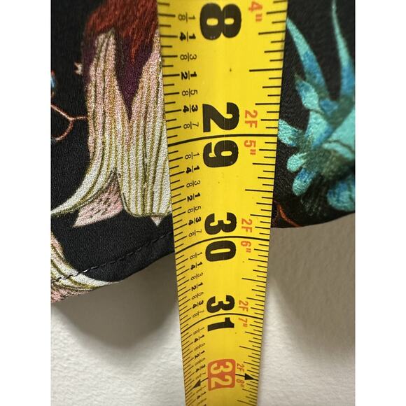 H&M Women’s Size 10 Floral Blouse Black Multicolor Long Sleeve Top Boho Print - Picture 5 of 8